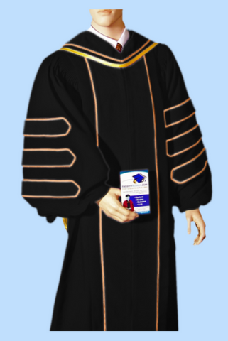 Superior Deluxe Doctoral Gown with Gold Piping